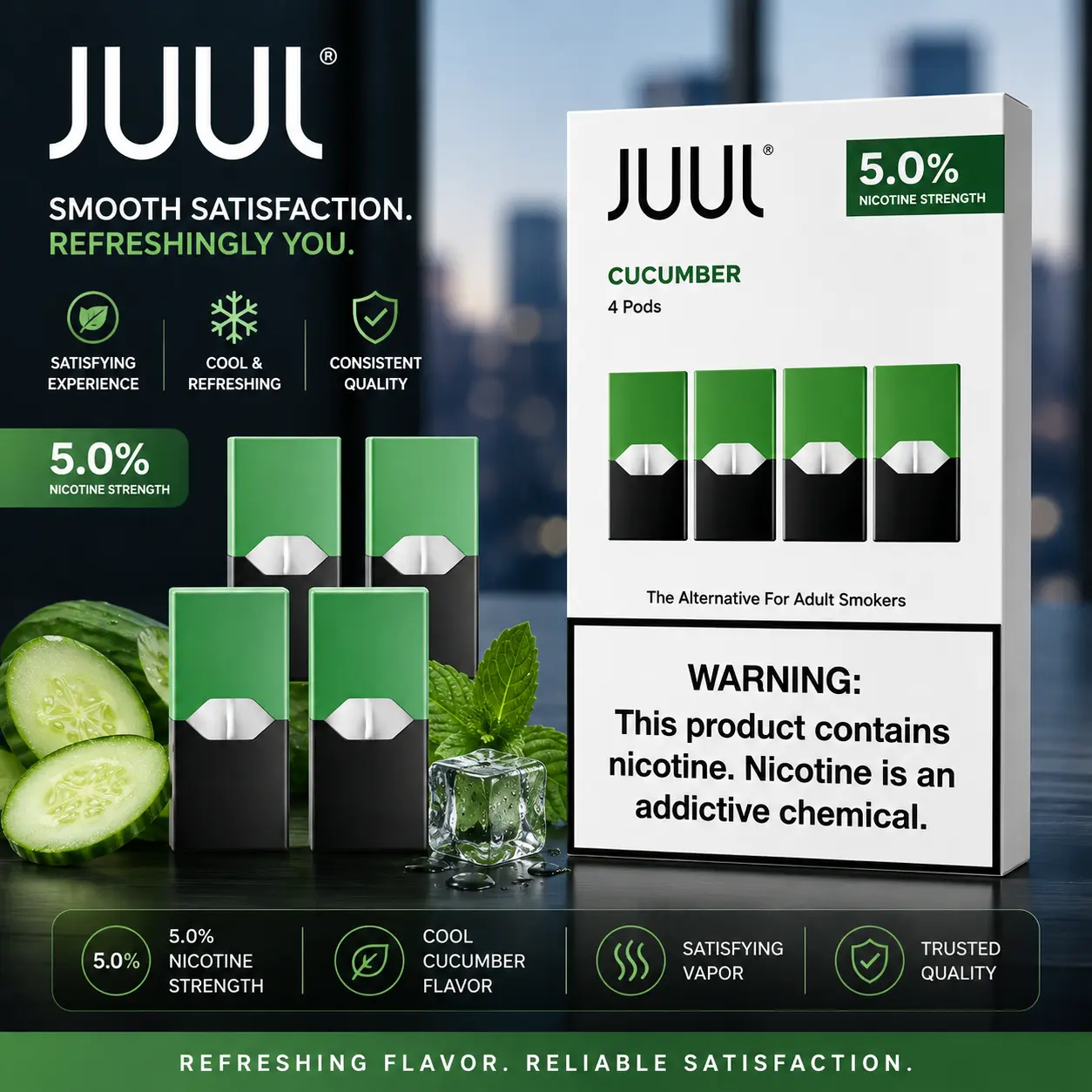 JUUL Cucumber Pods 5% – Fast Vape Delivery Dubai