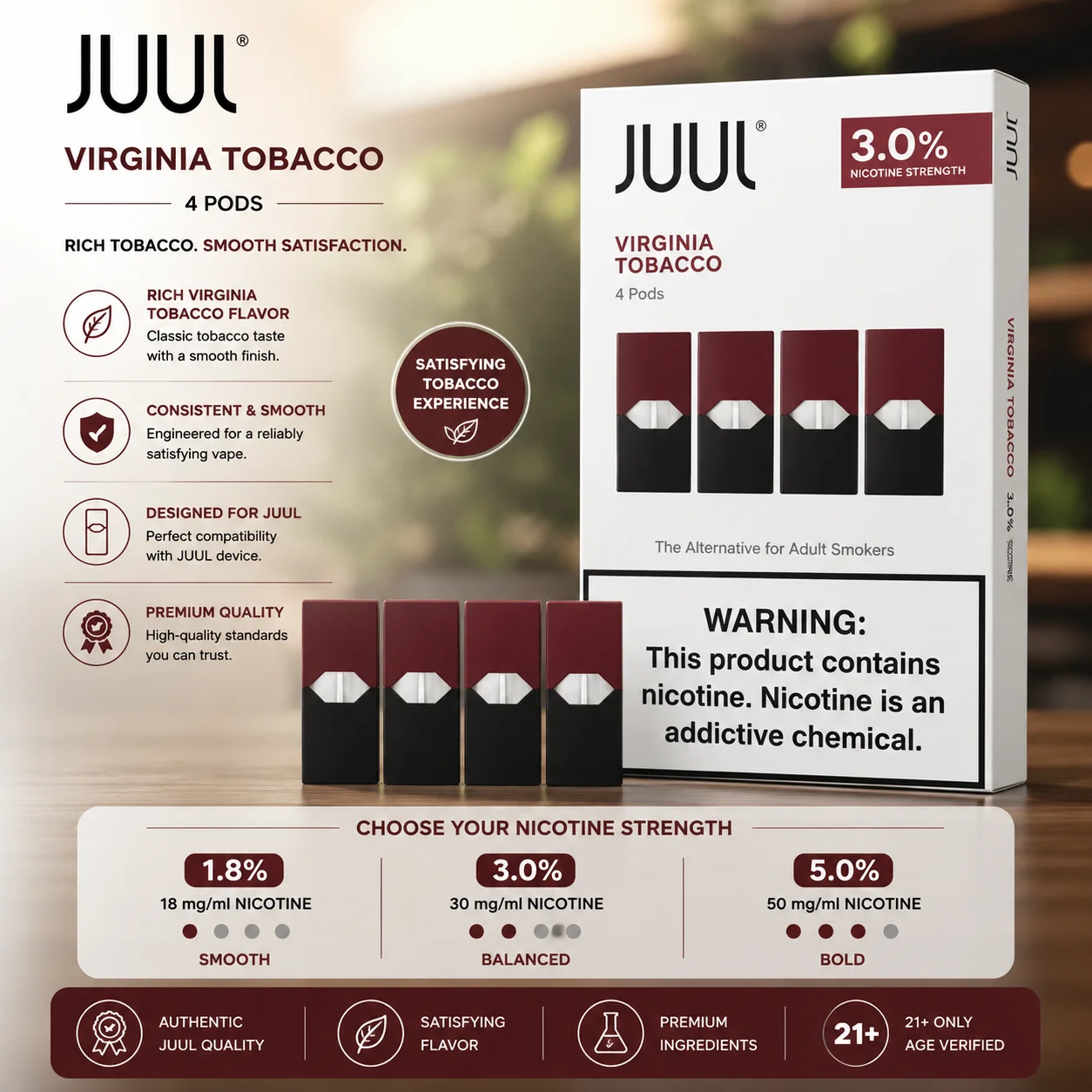 JUUL Virginia Tobacco 3% Dubai