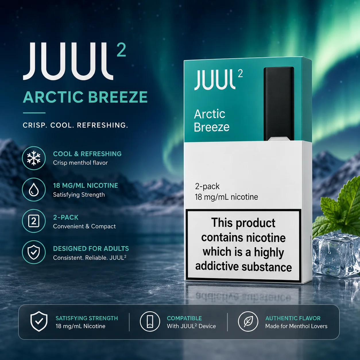 JUUL2 Arctic Breeze Pods 18mg Dubai – Fast Vape Delivery