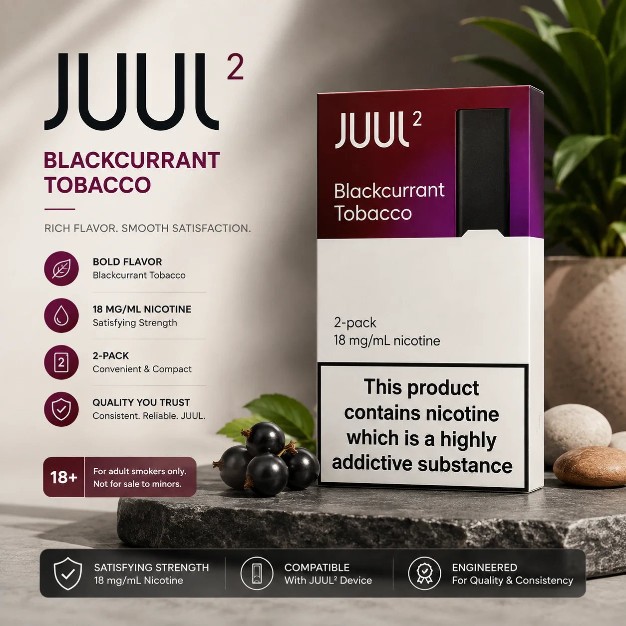 JUUL2 Blackcurrant Tobacco Pods Dubai – Fast Vape Delivery