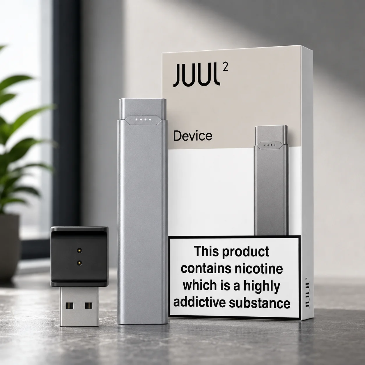 JUUL2 Rechargeable Pod Device – Silver, Dubai