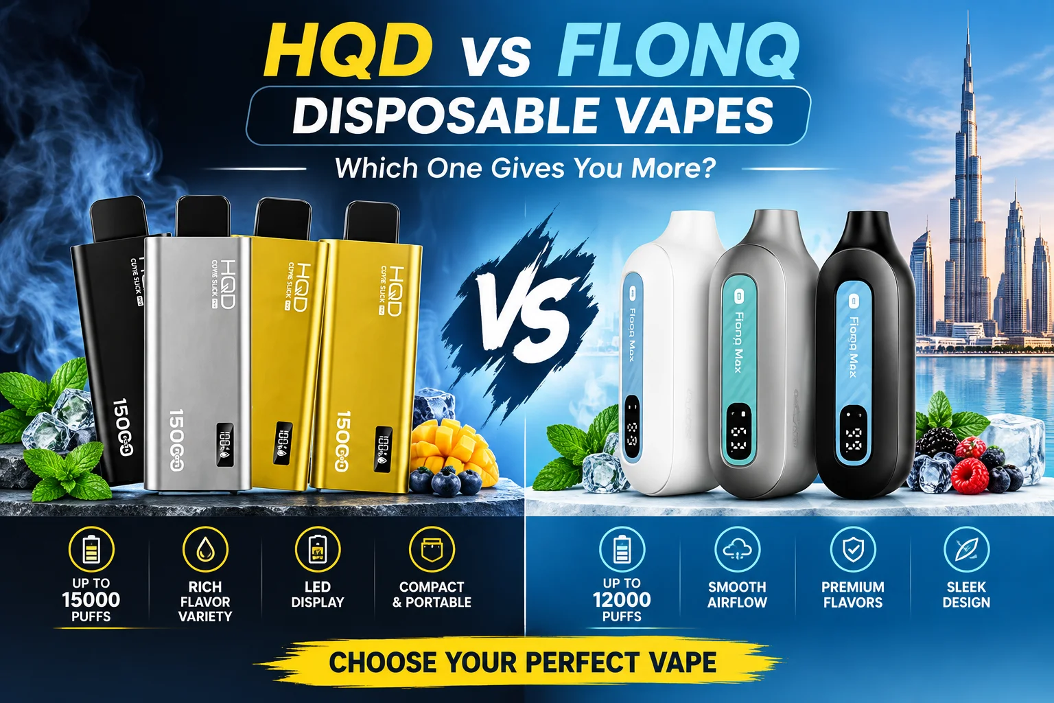Size comparison of high puff count disposable vapes including Elf Bar and Al Fakher models