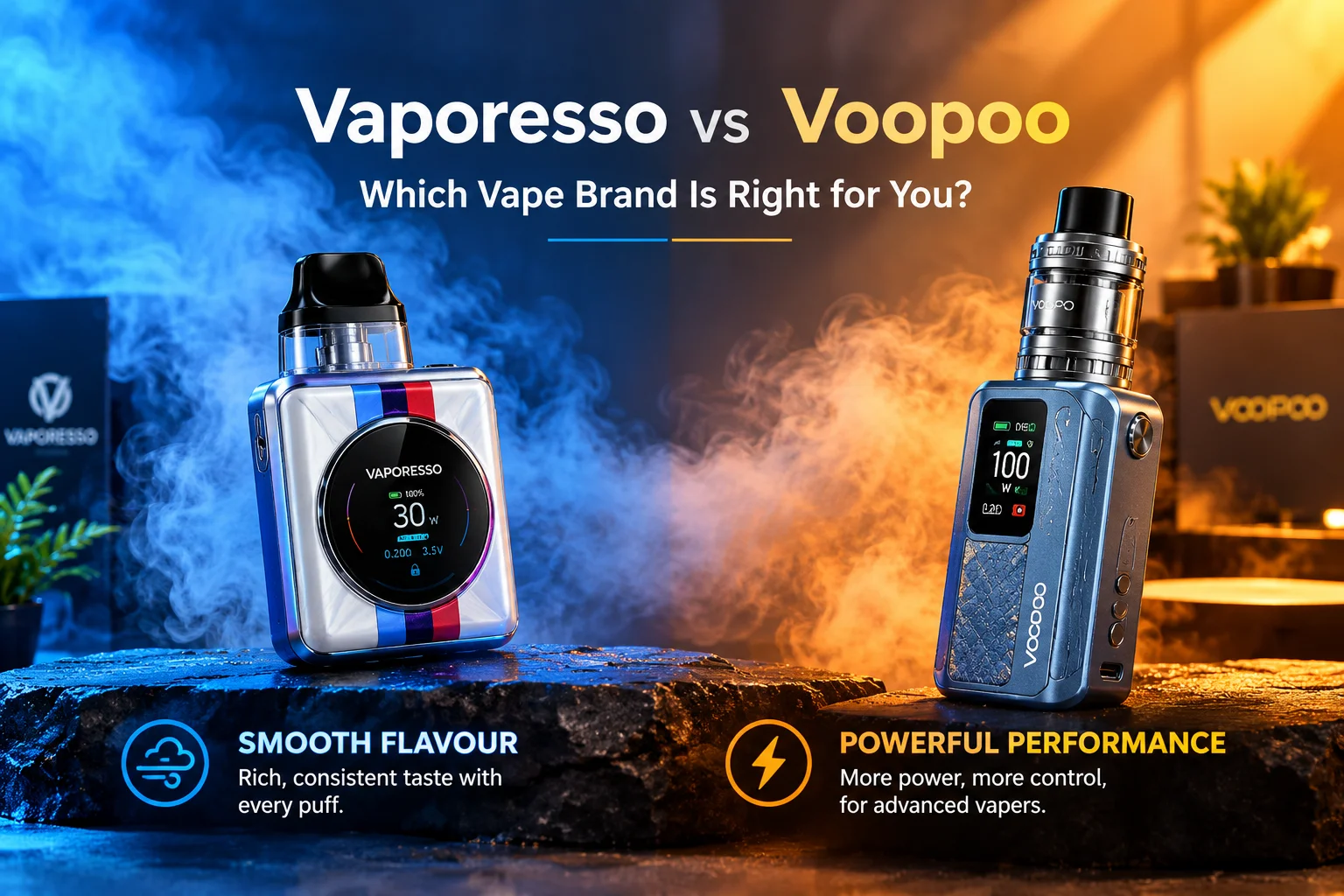 SMOK Fortis, Geekvape Aegis X, Voopoo Drag X Plus, and Vaporesso Gen SE box mods lined up together