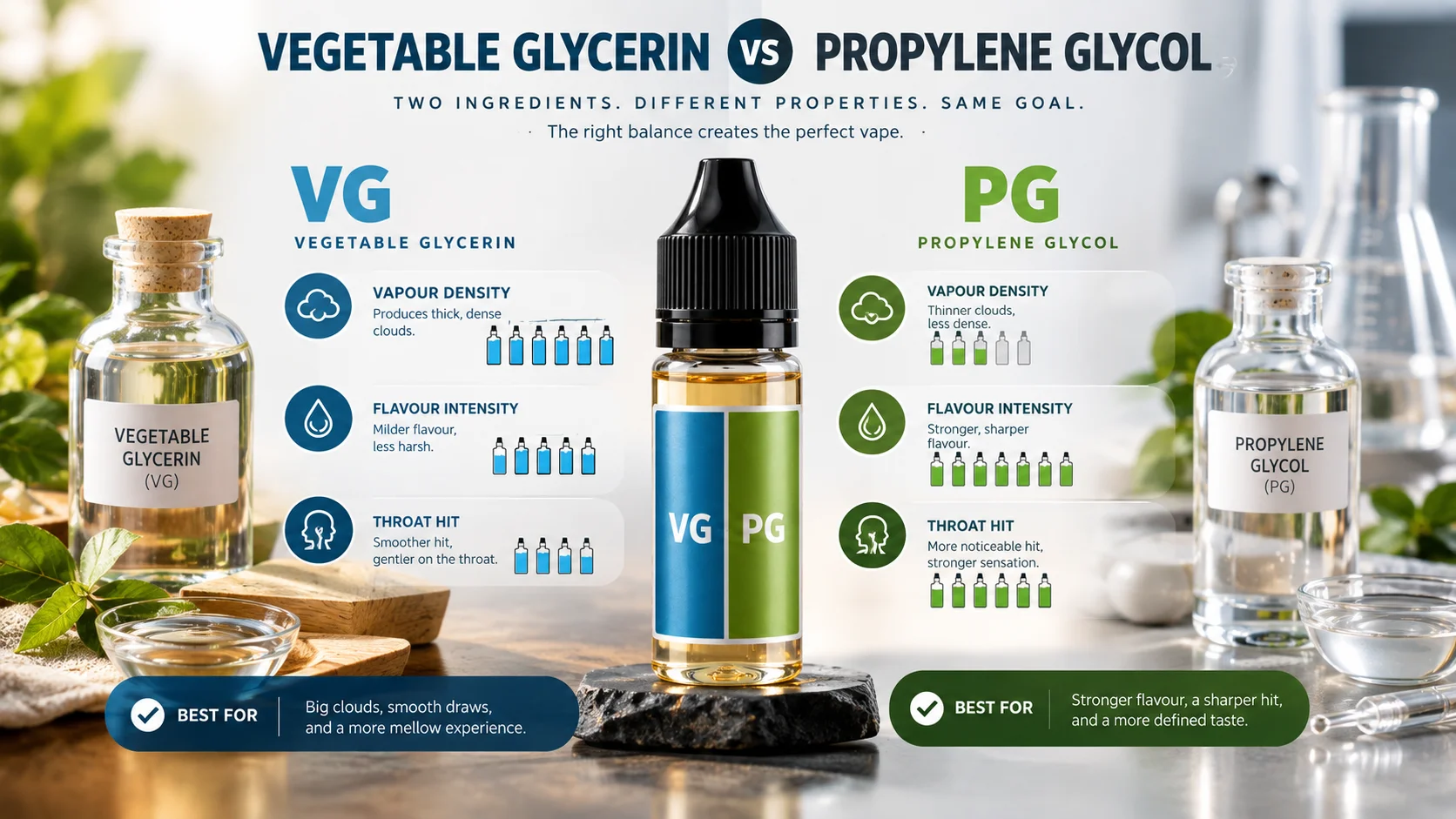 Flavor intensity comparison between a high-PG and a high-VG e-liquid
